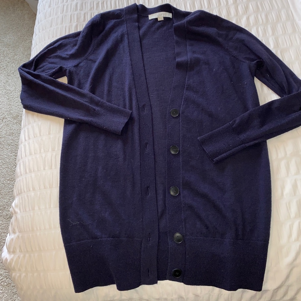 Navy LOFT button up cardigan